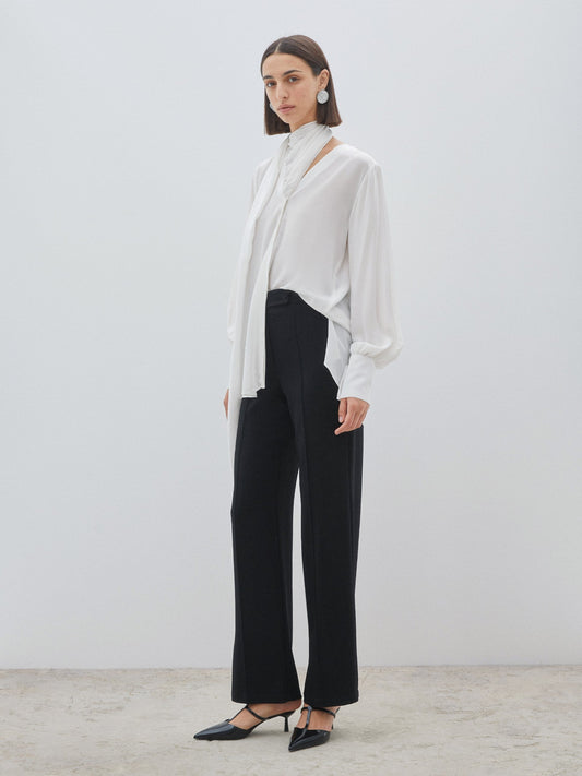 Pleated Collar White Blouse