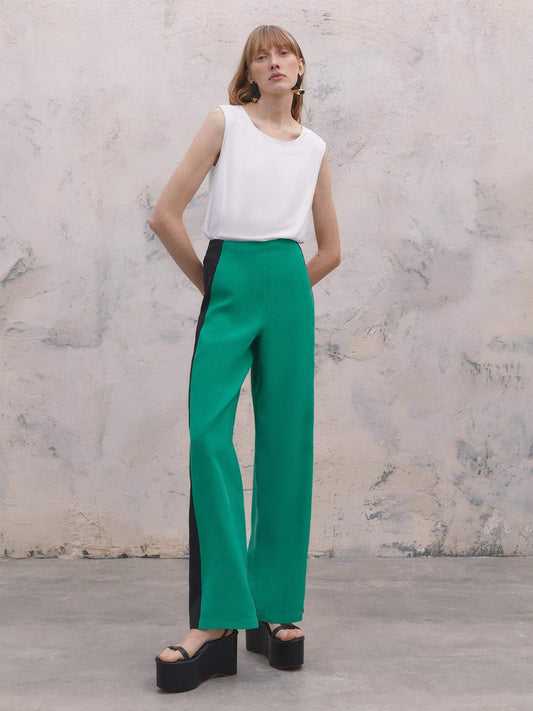 Green Trousers with Stripe Detail