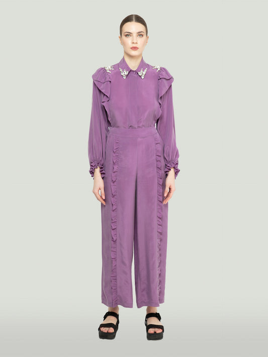 Frill Detailed Purple Trousers