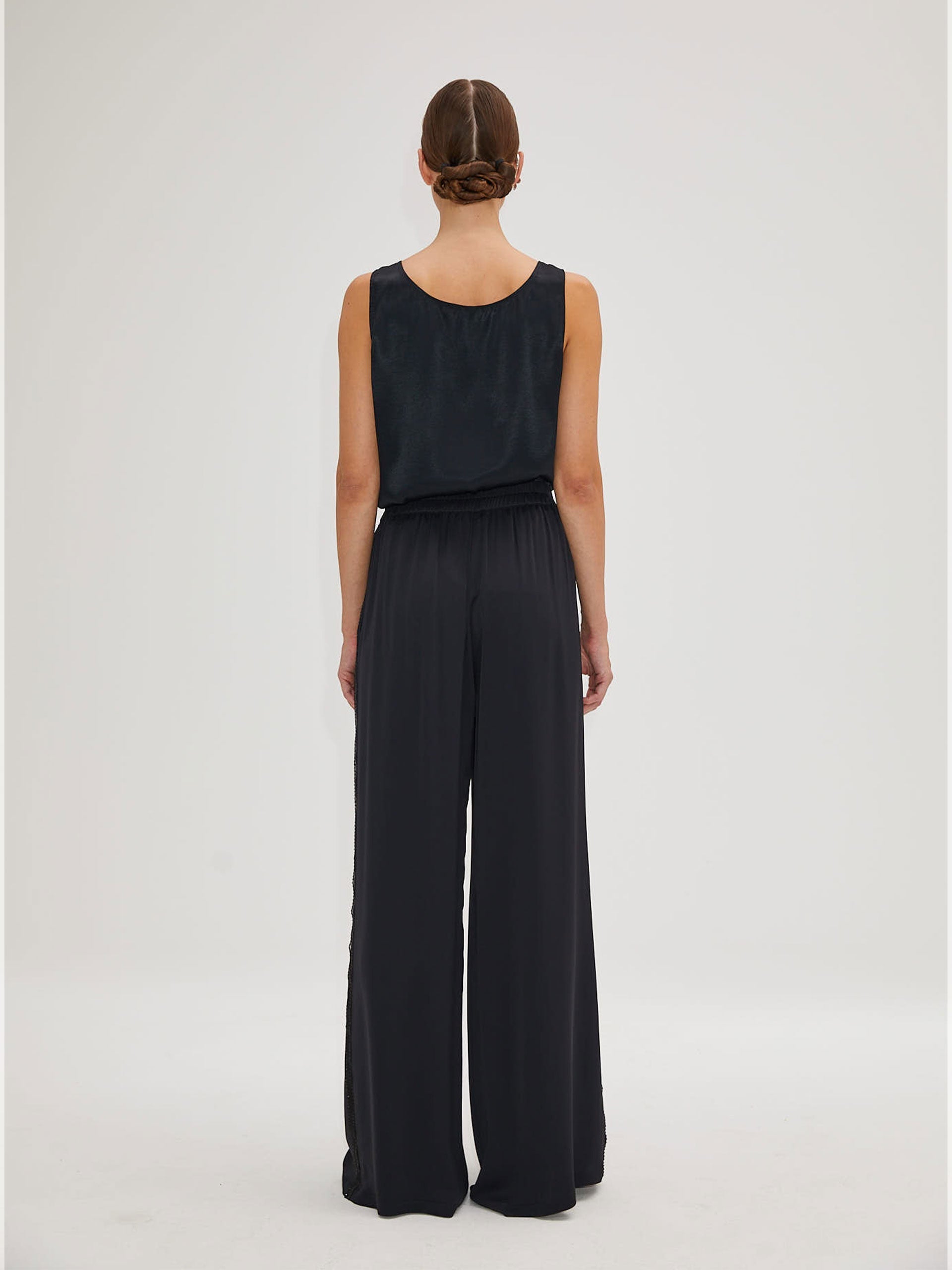 Pleated Wide Leg Black Trousers