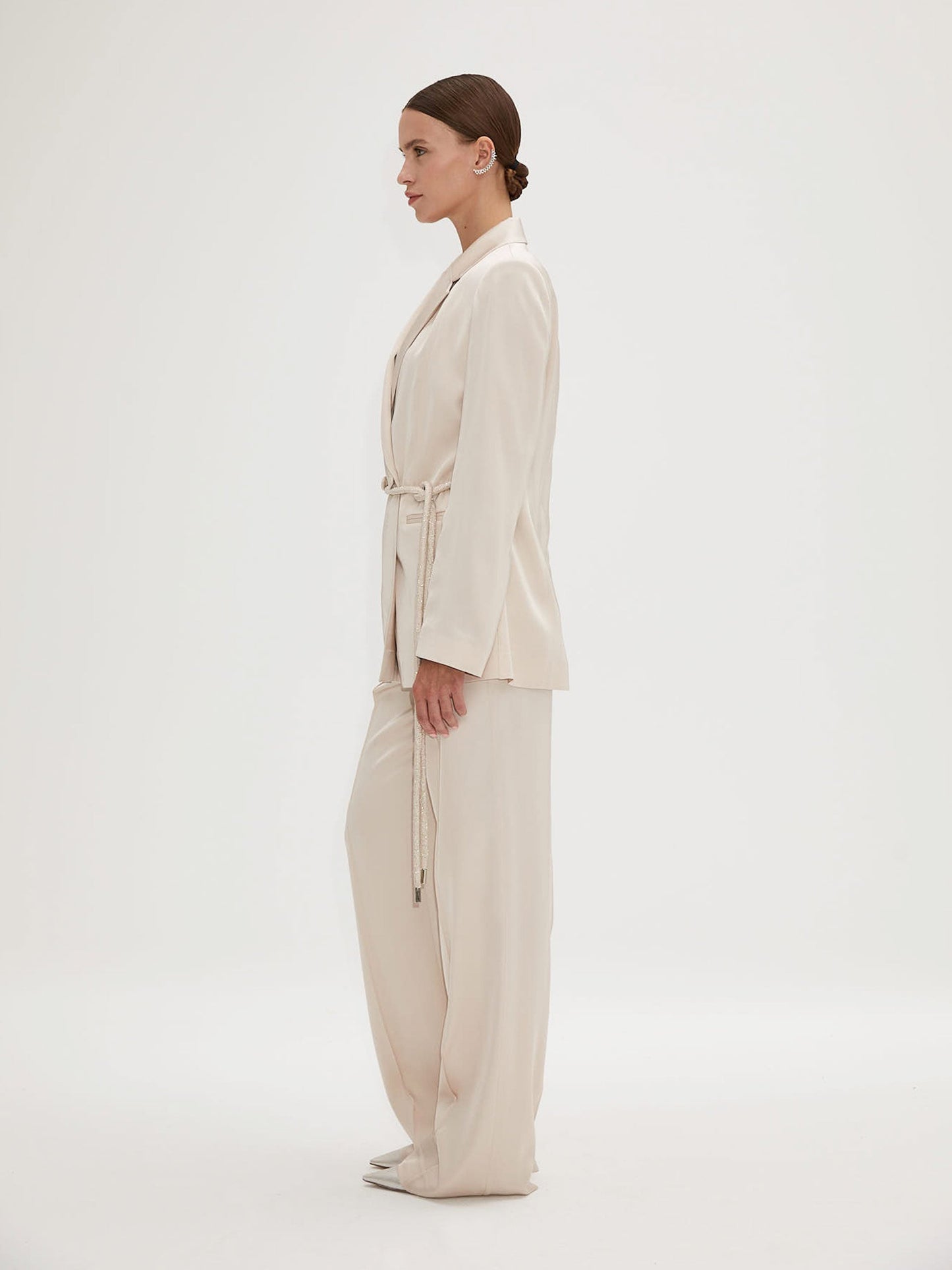 Ecru Trousers with Cord Tie