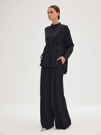 Black Tunic with Stone Detail