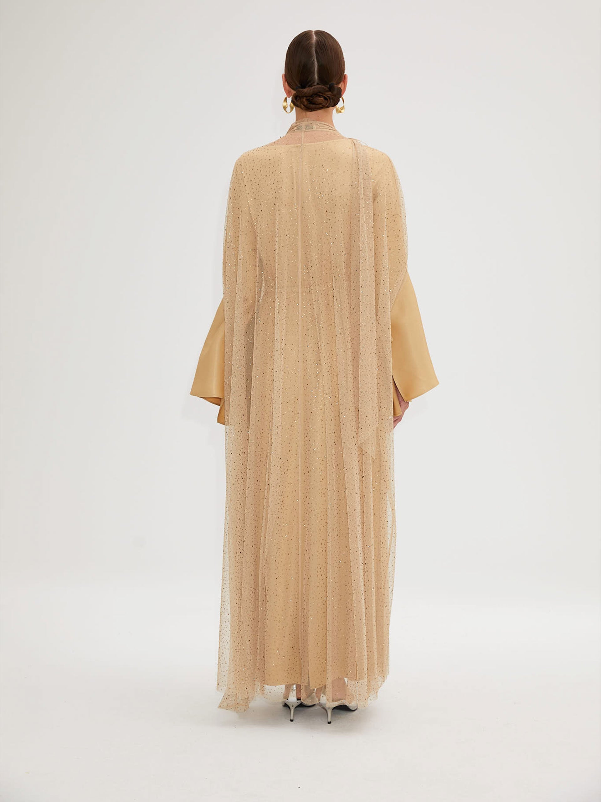 Shiny Stone Embroidered Gold Color Cloak