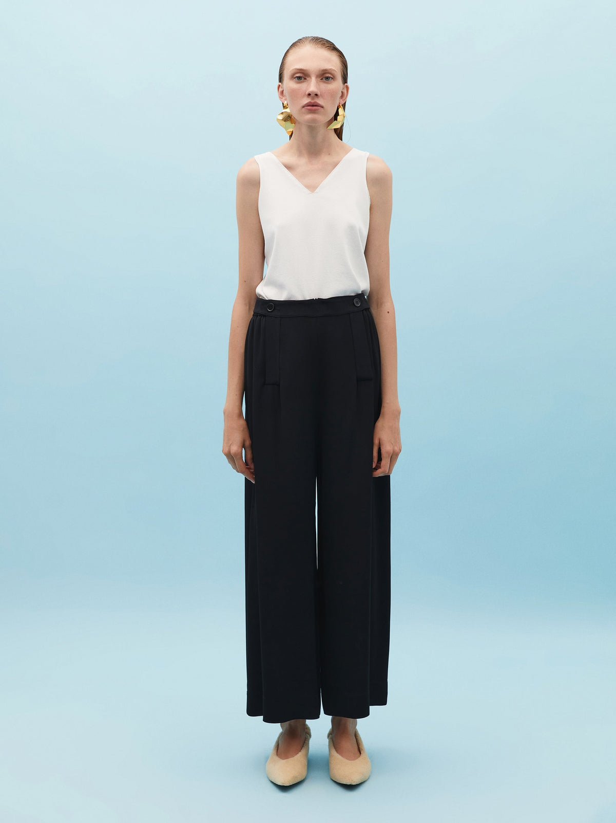 Wide Leg Black Trousers