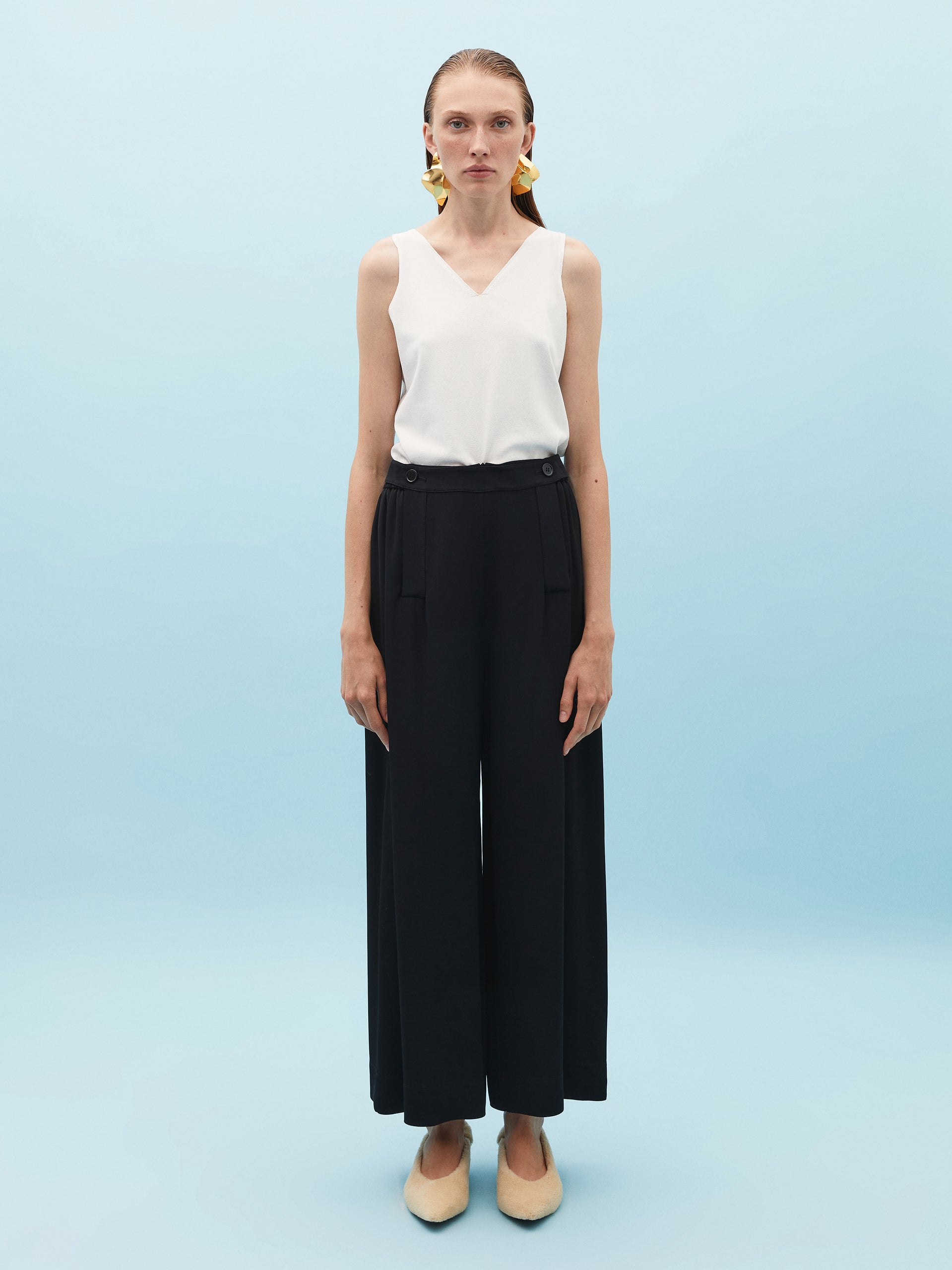 Wide Leg Black Trousers