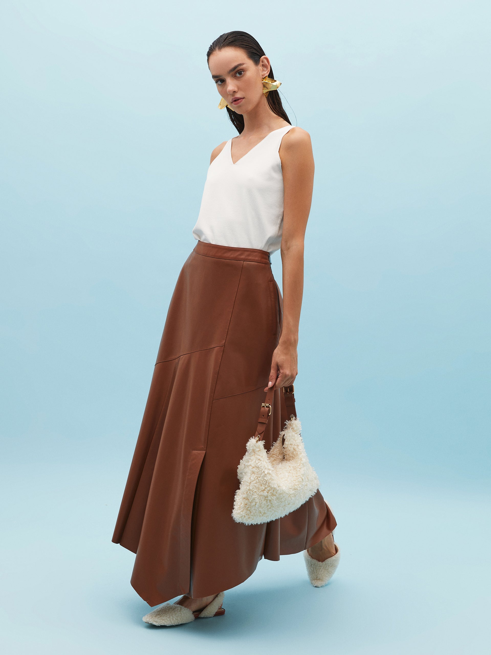 Brown Leather Skirt