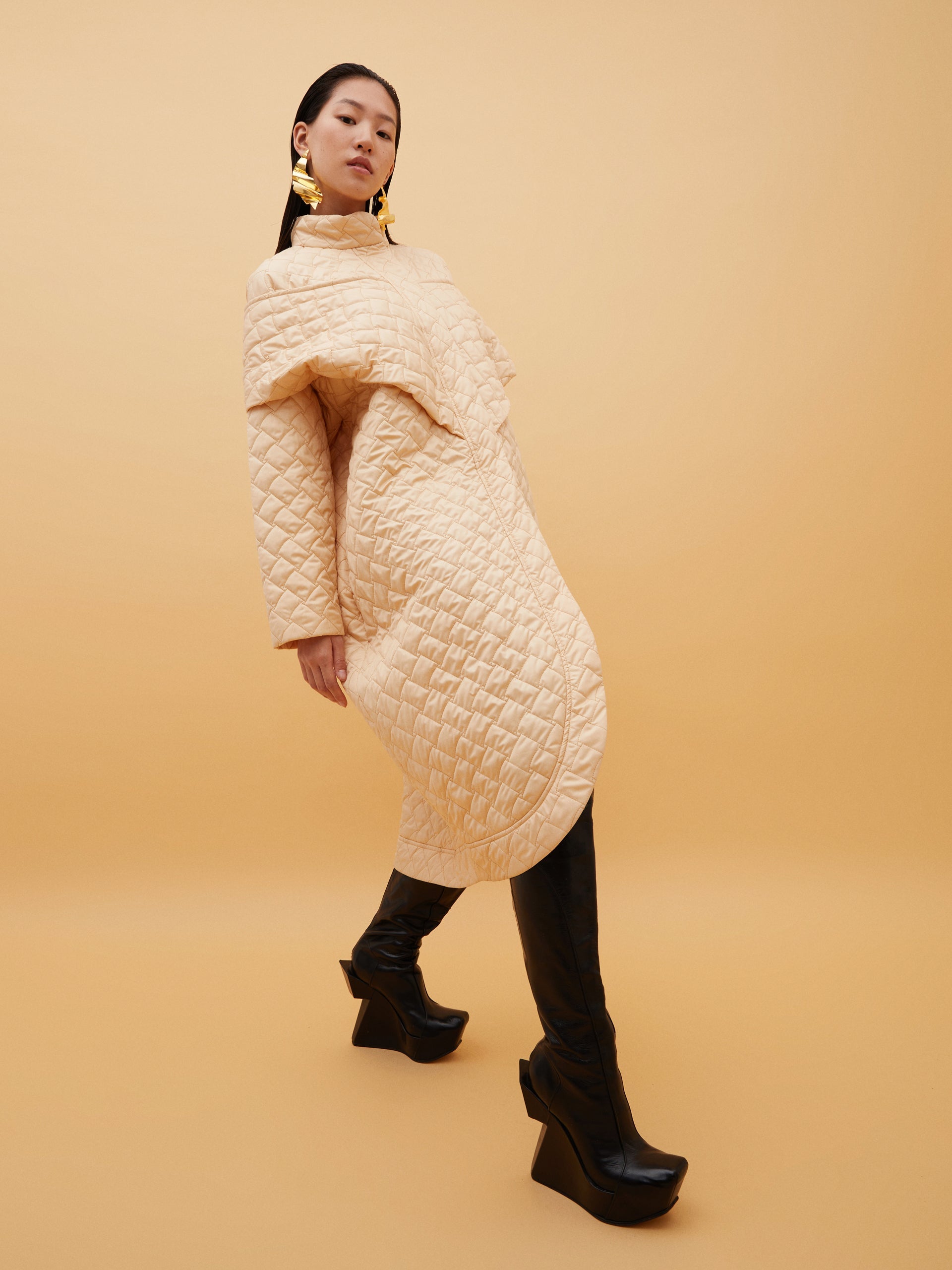 Beige Quilted Coat