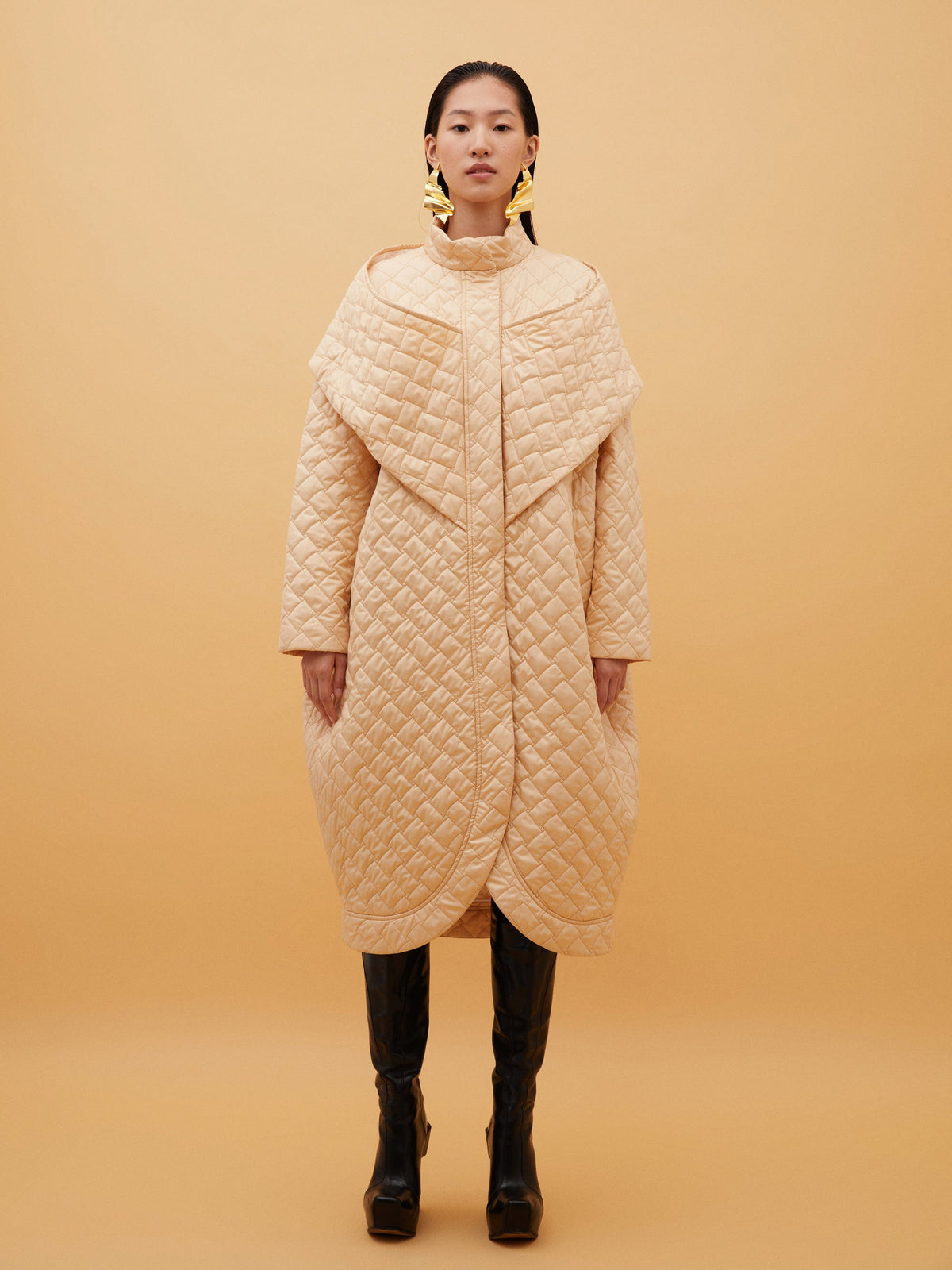 Beige Quilted Coat