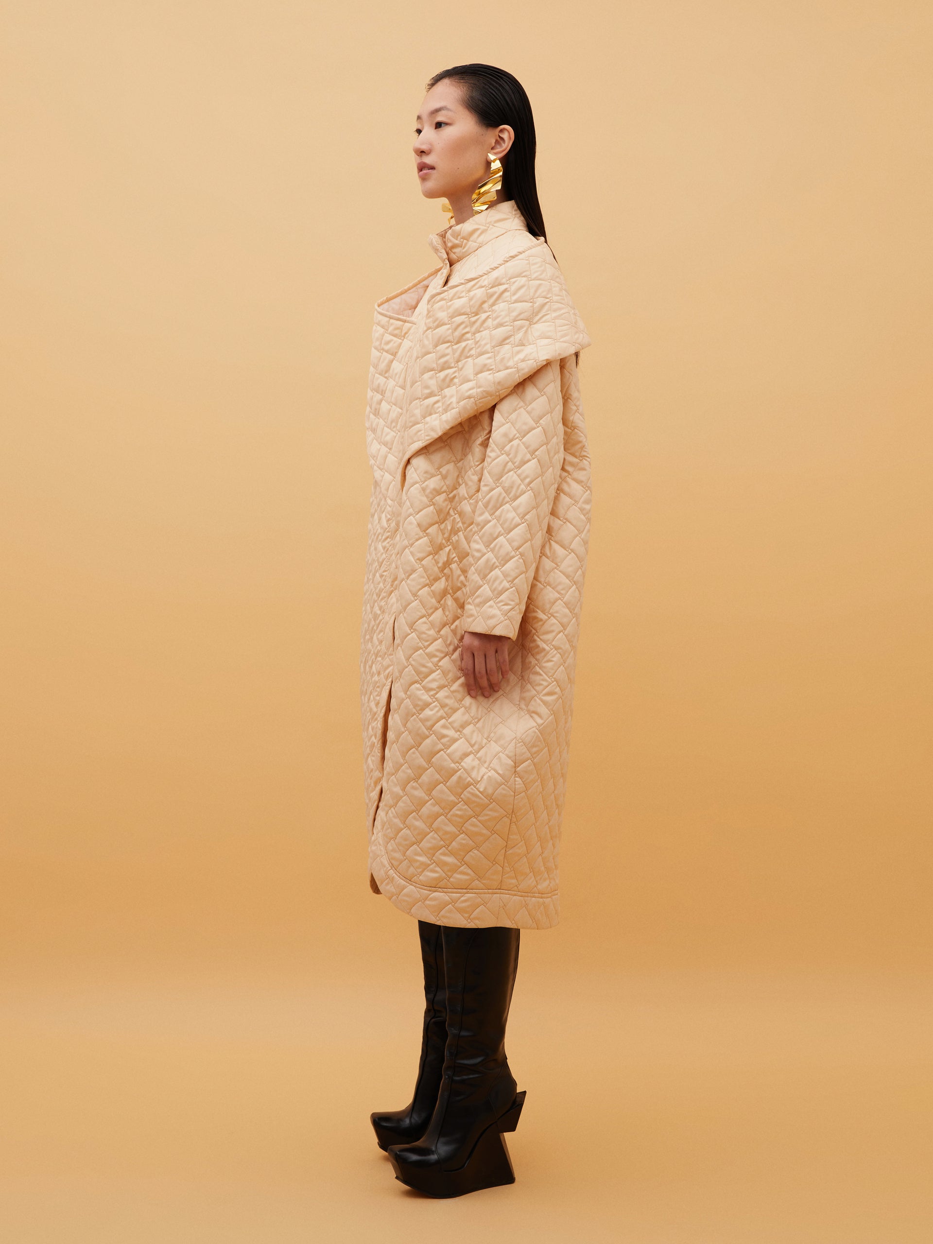 Beige Quilted Coat