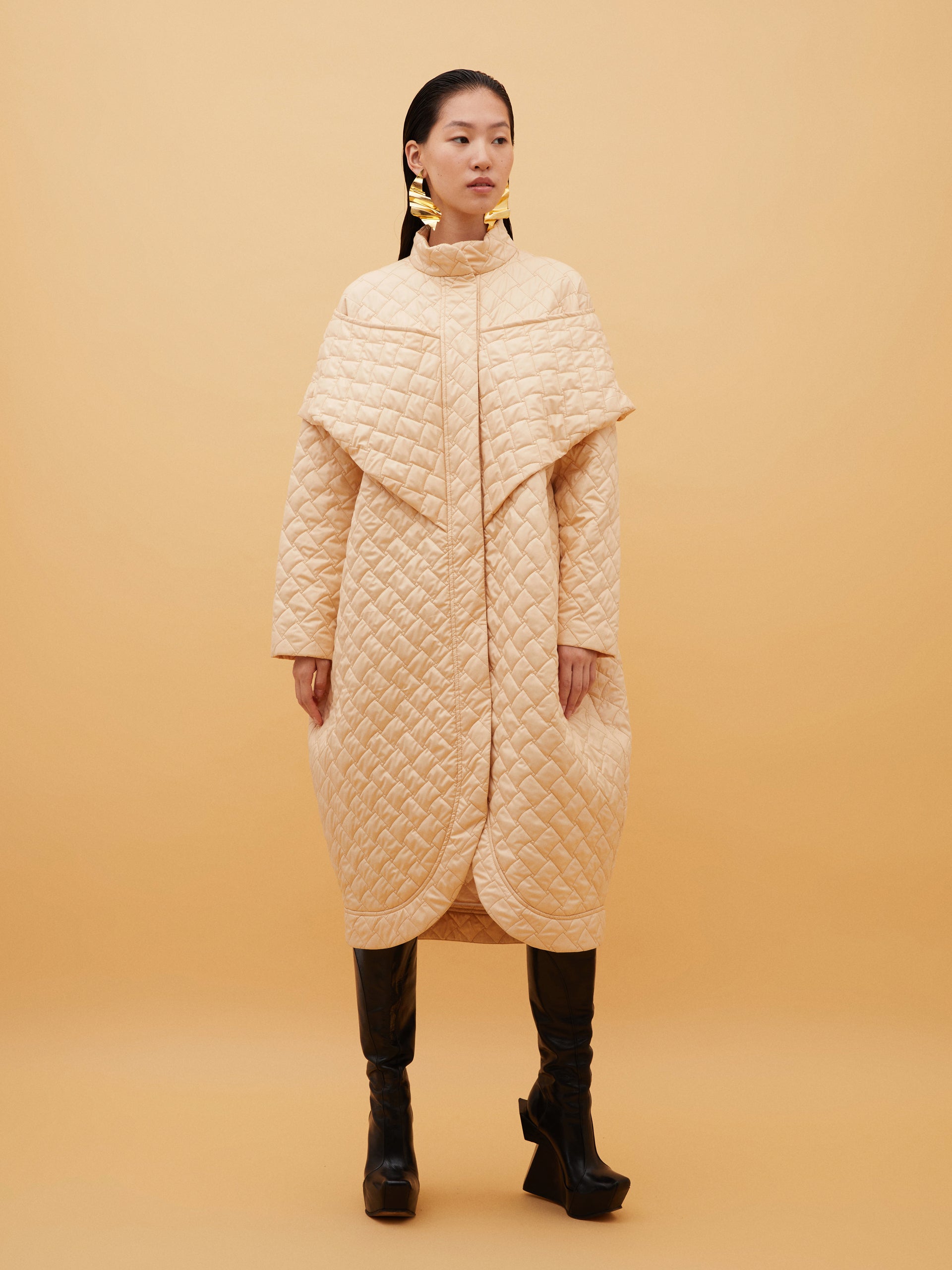 Beige Quilted Coat