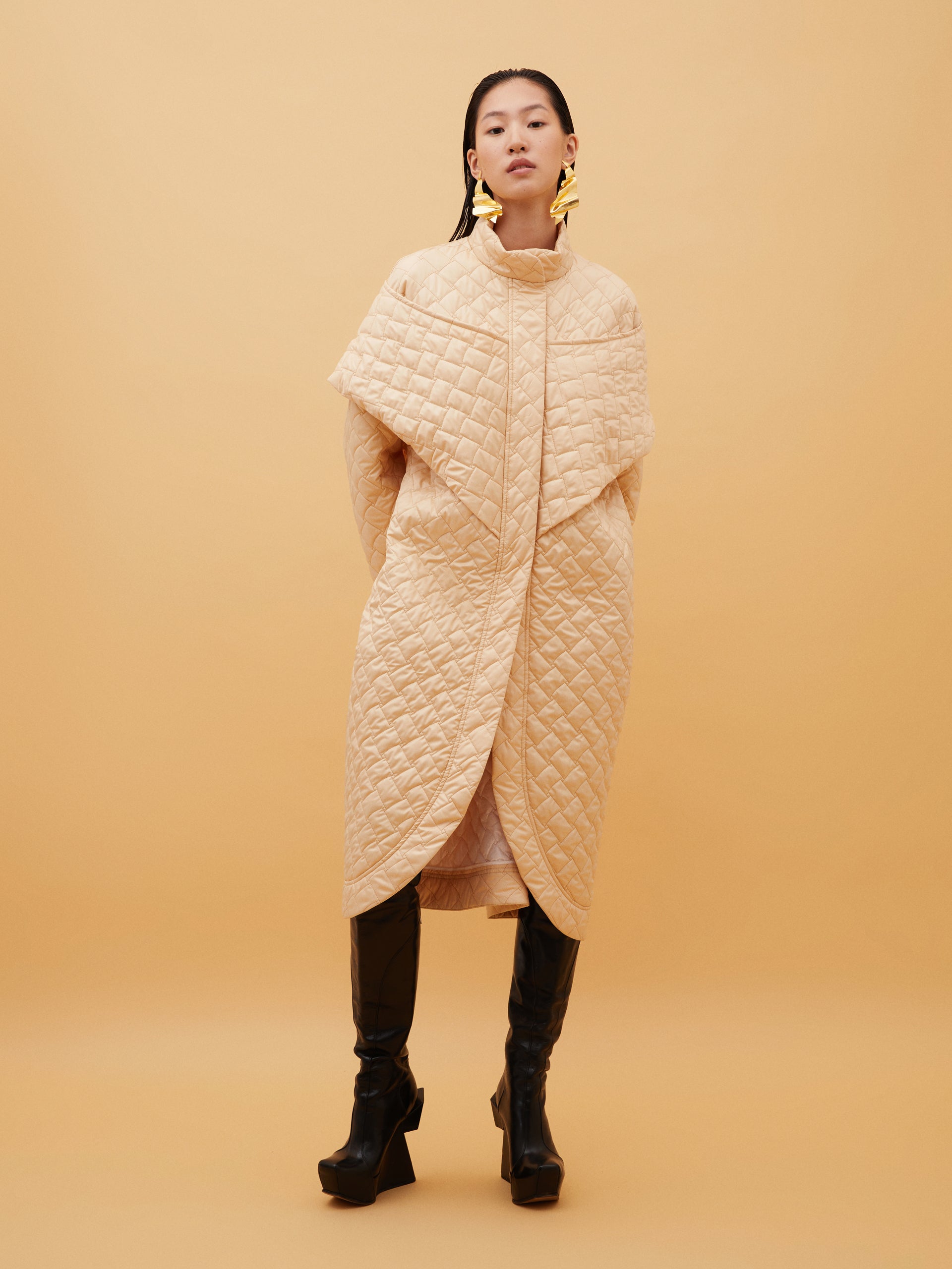 Beige Quilted Coat