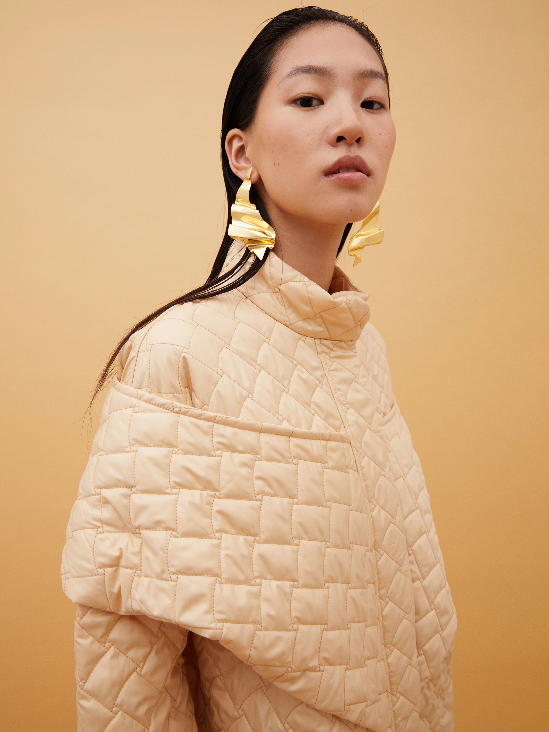 Beige Quilted Coat