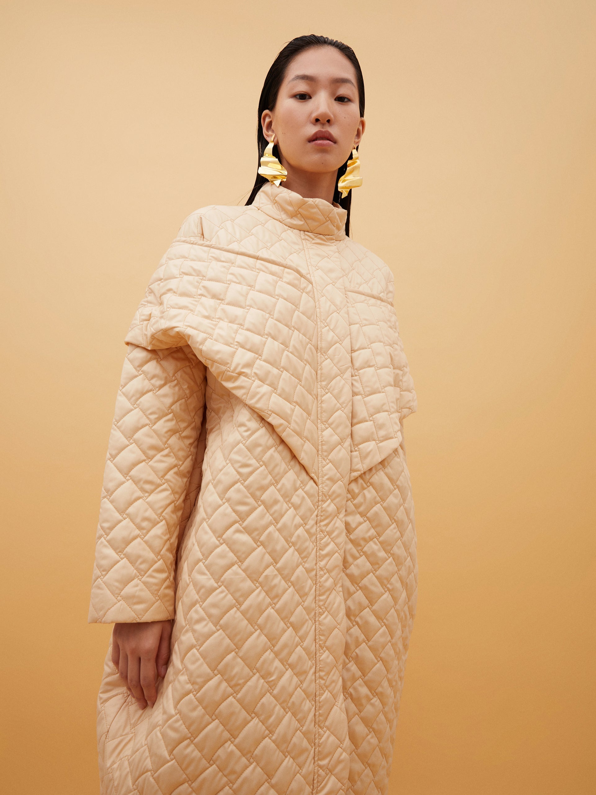 Beige Quilted Coat