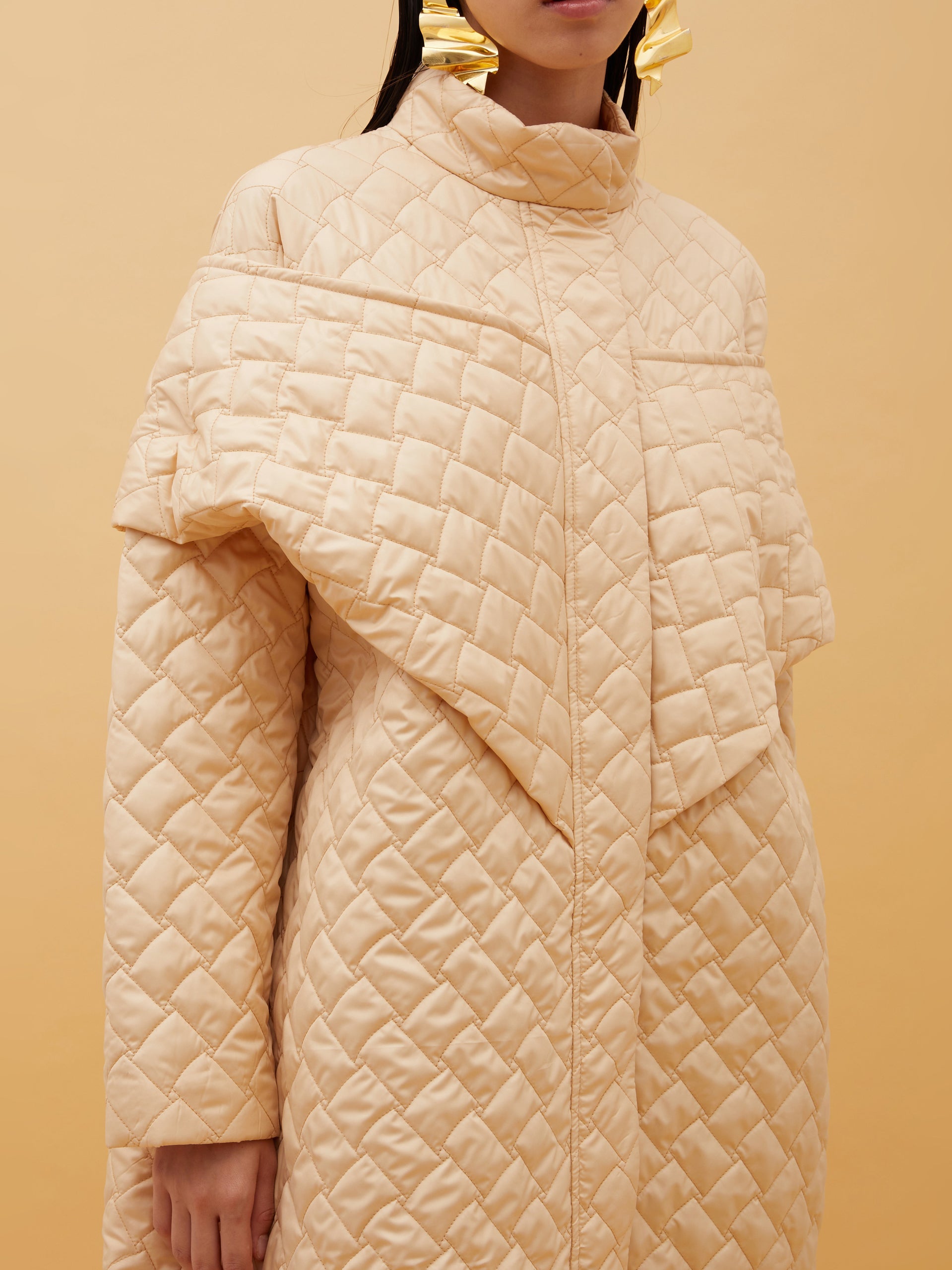 Beige Quilted Coat