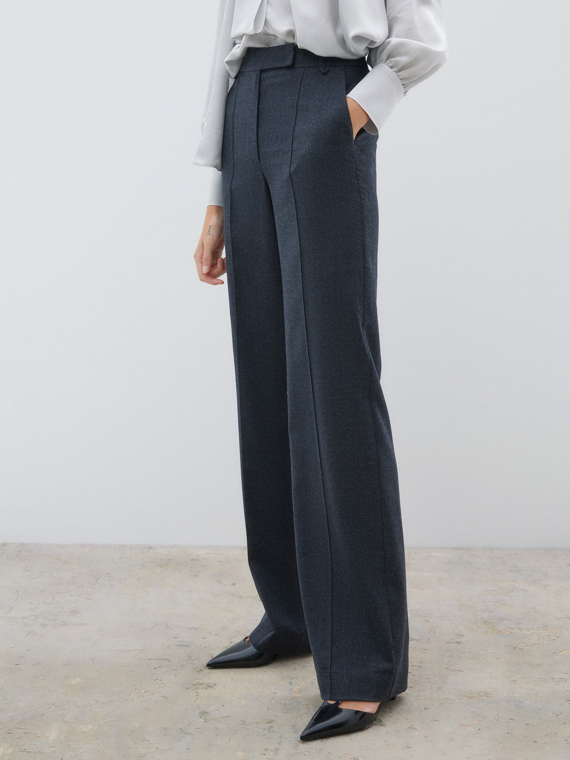 Straight Leg Gray Trousers