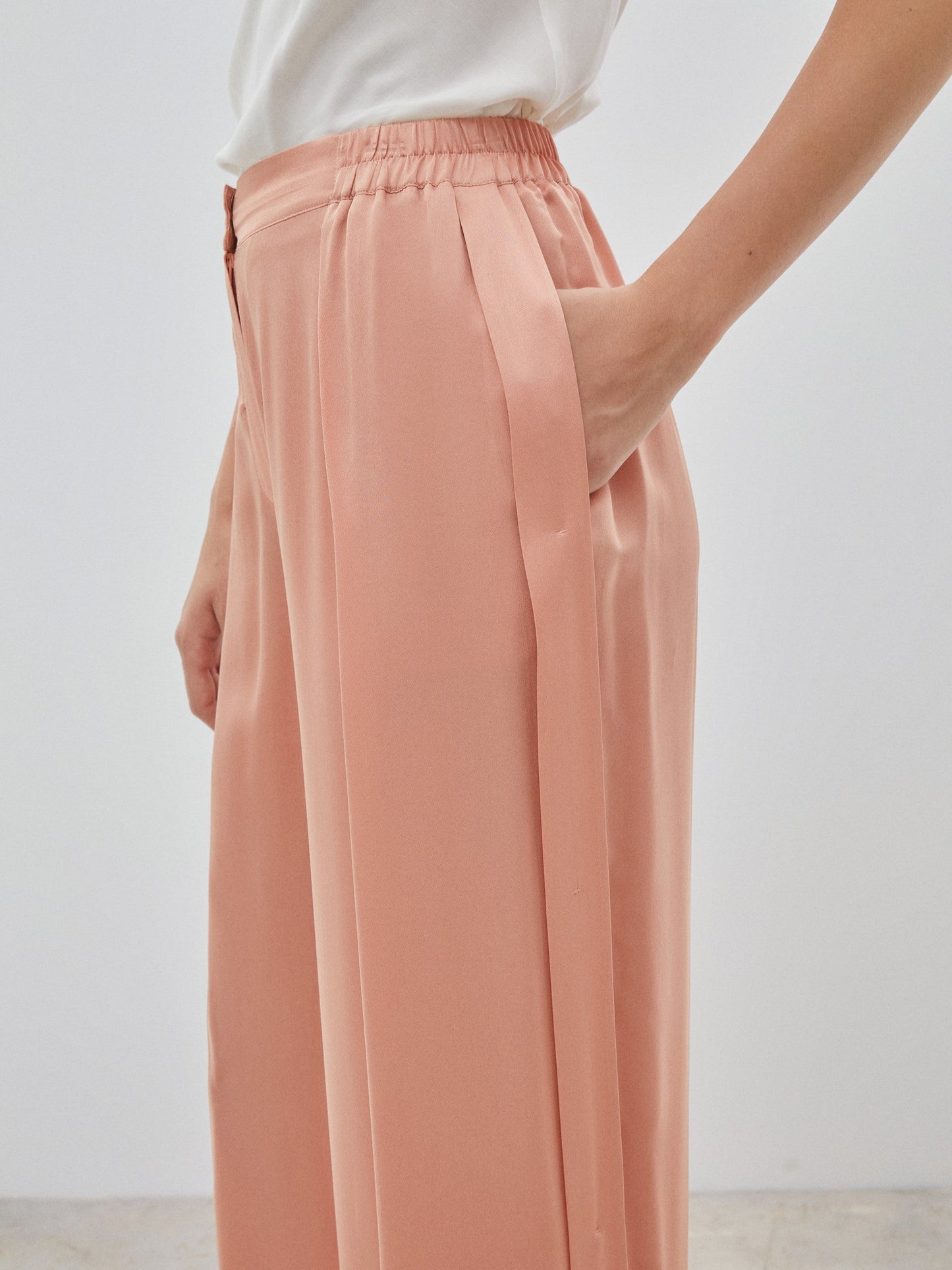 Powder Colored Wide Leg Trousers