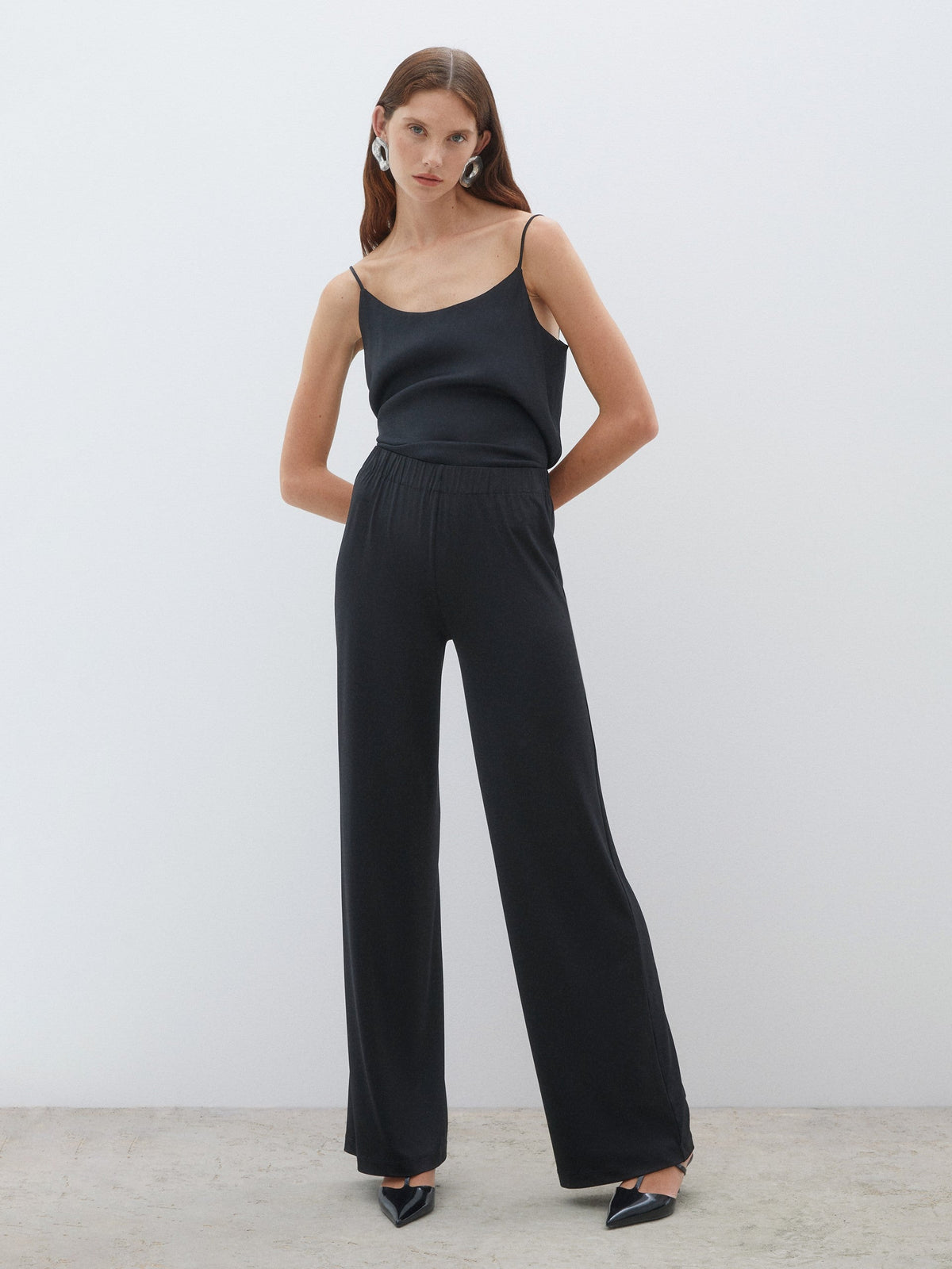 Waist Elastic Knit Trousers