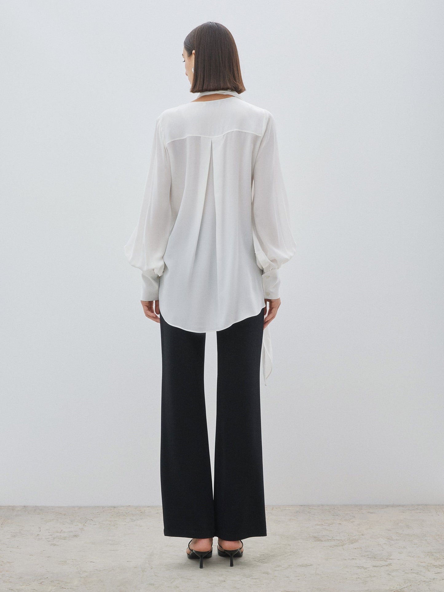 Pleated Collar White Blouse