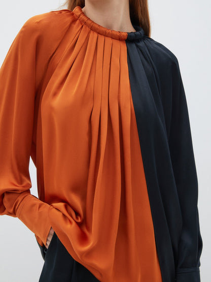 Two Color Cord Collar Blouse