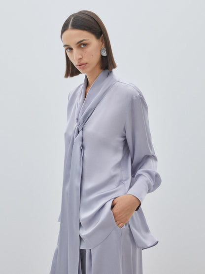 Tie Detailed Lilac Blouse