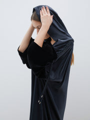 Black Abaya with Cross Tie Back