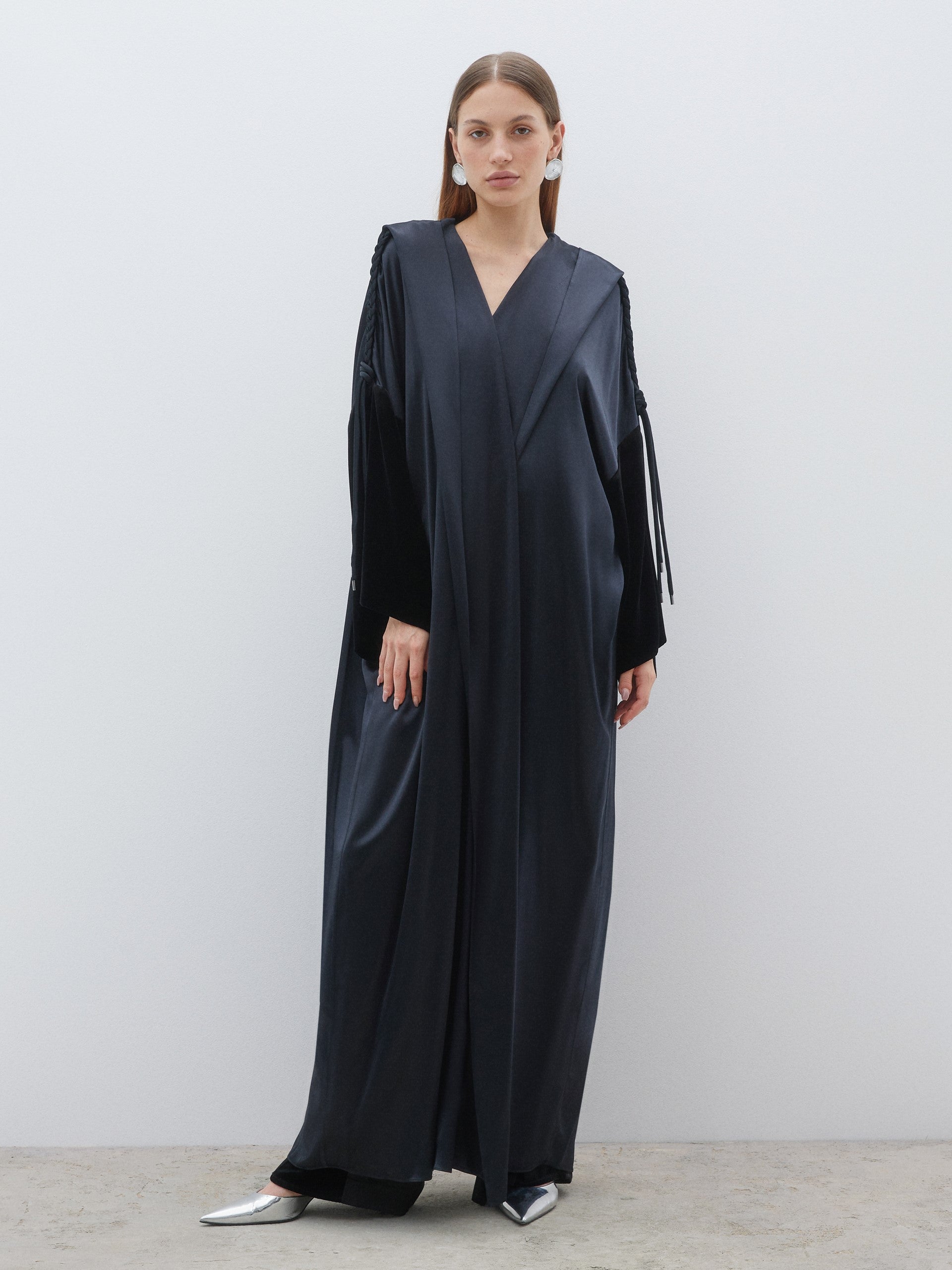 Black Abaya with Cross Tie Back