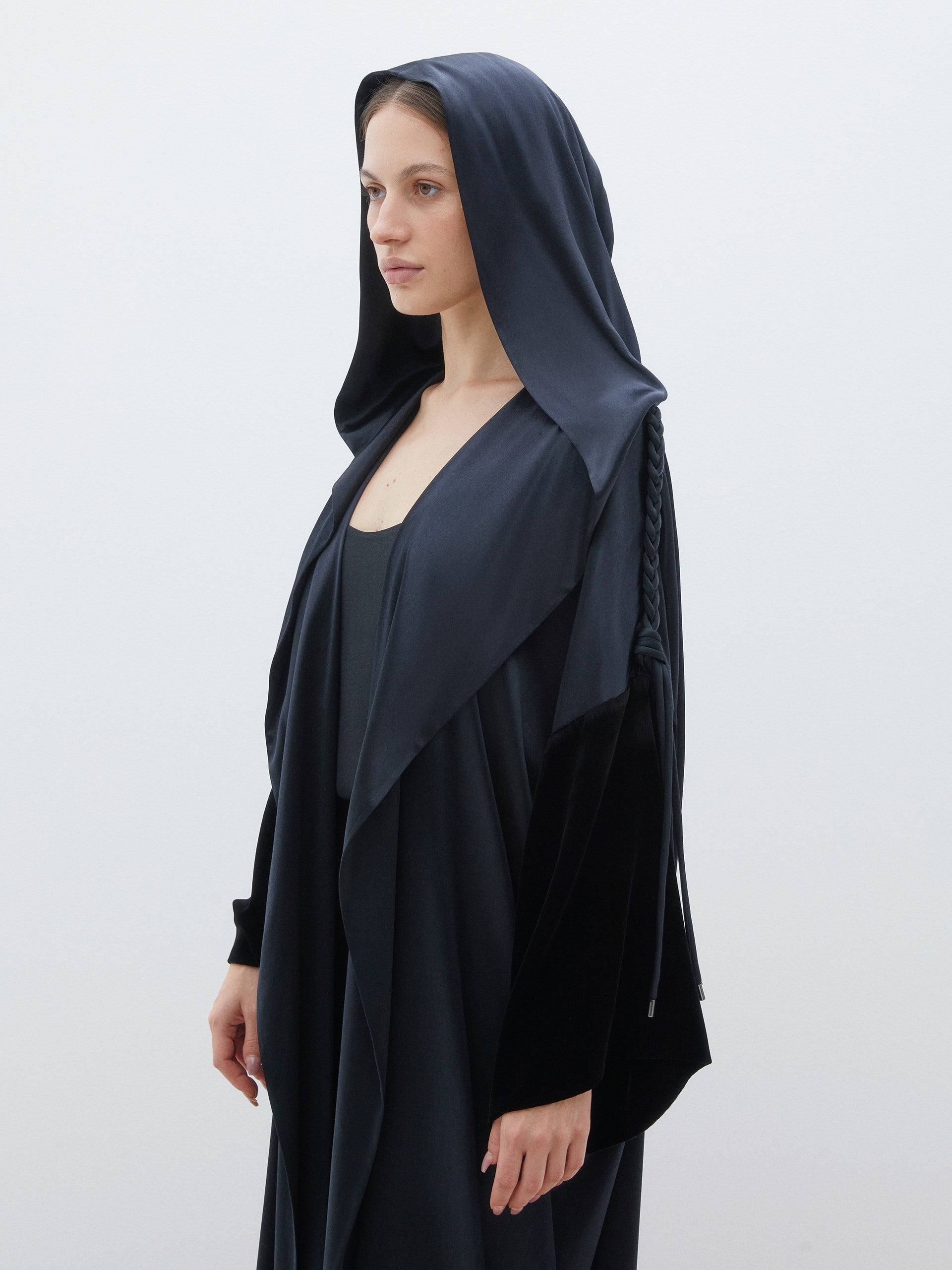 Black Abaya with Cross Tie Back