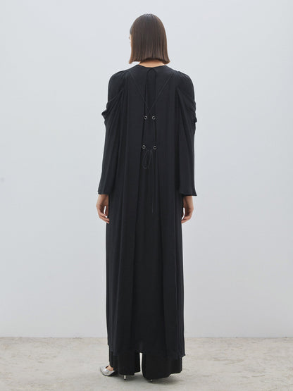 Black Abaya with Cross Tie Back
