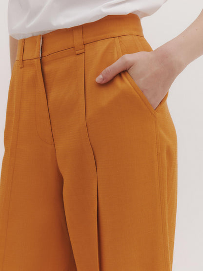 Pleat Detailed Orange Trousers