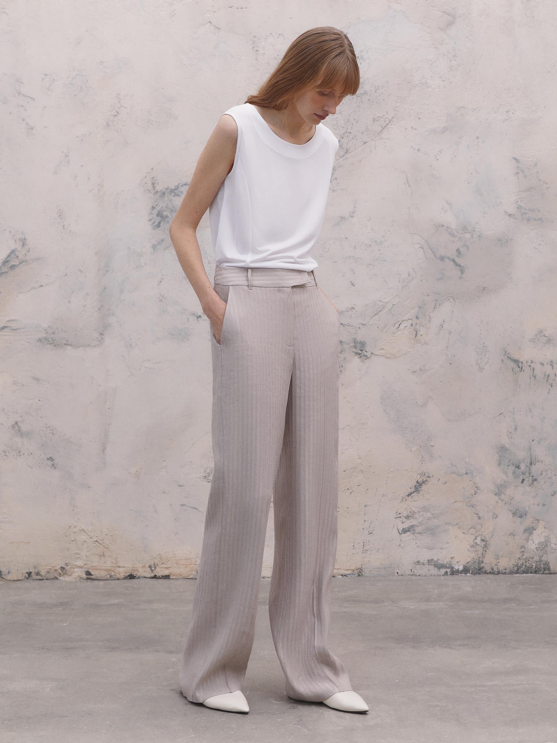 Side Pocket Detail Striped Trousers