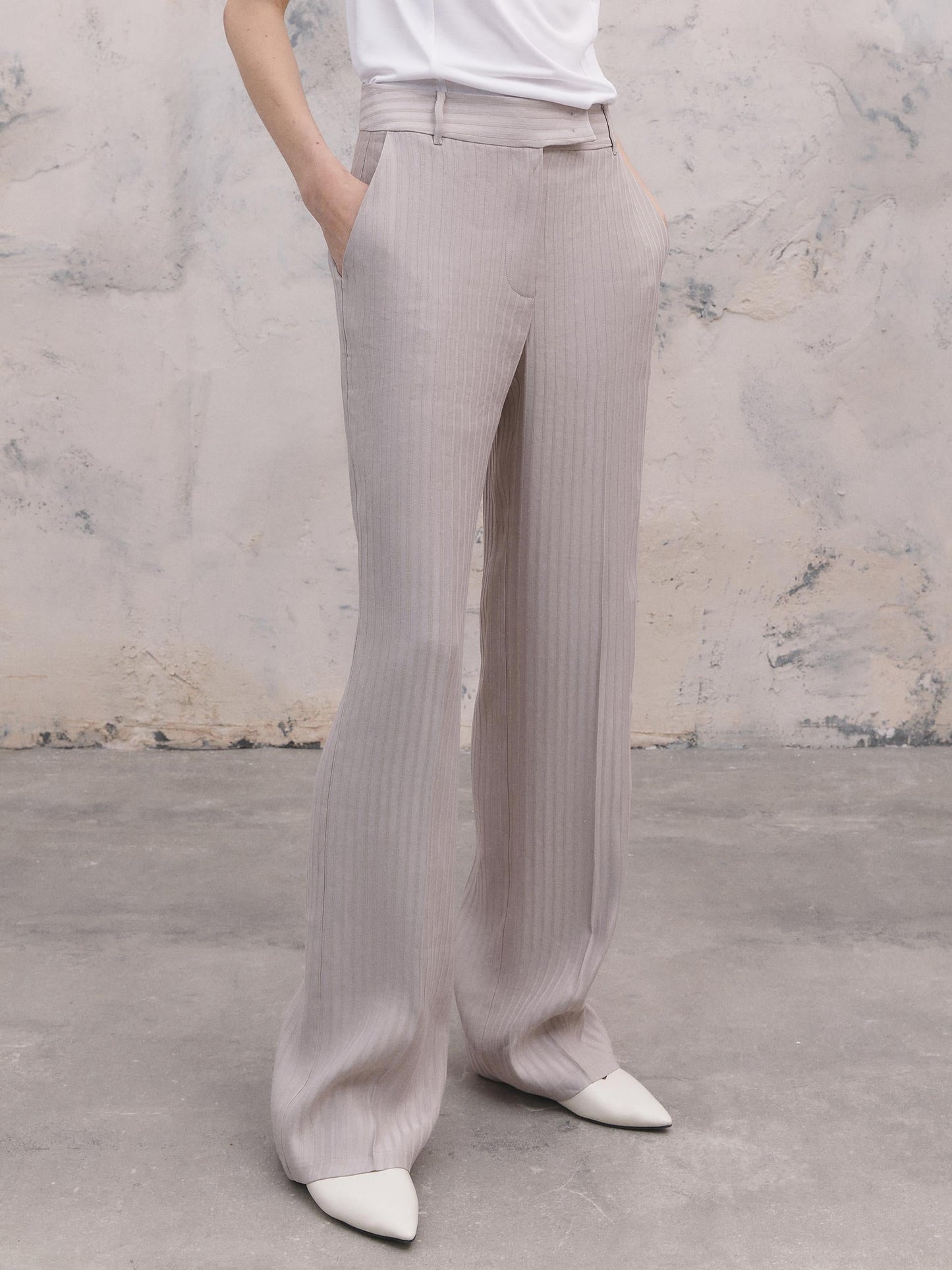 Side Pocket Detail Striped Trousers