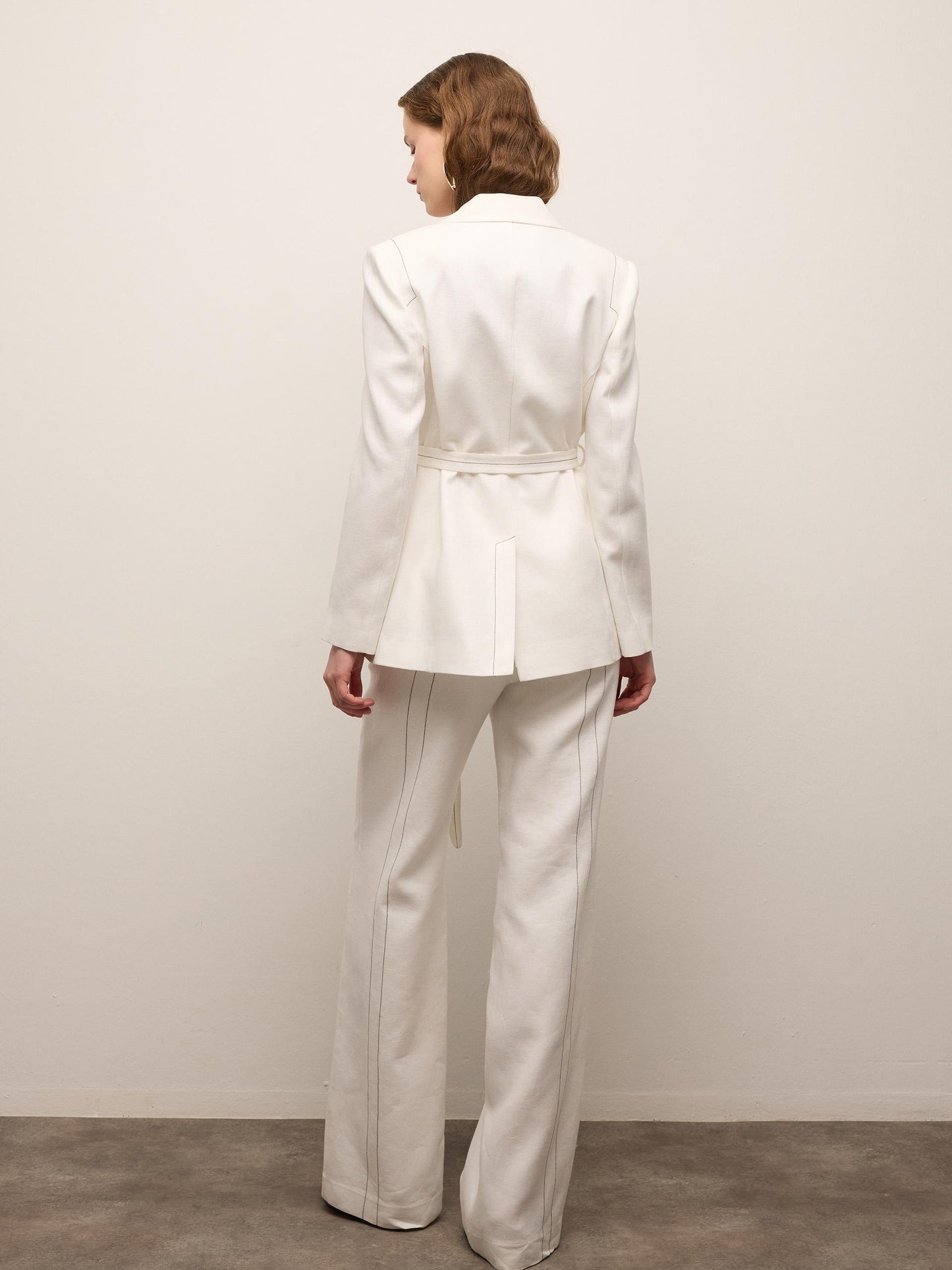 White Jacket with Contrast Stitching