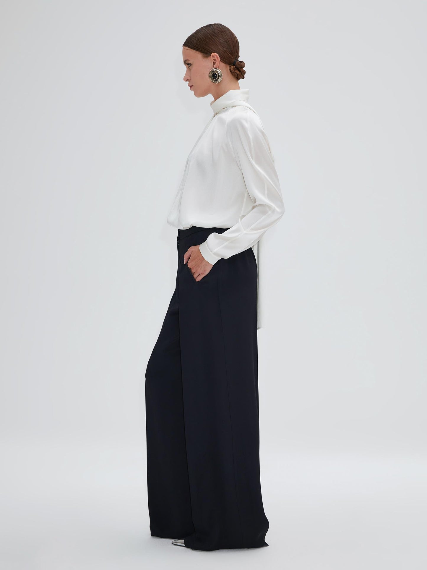 Straight Leg Trousers with Pleat Detail on the Front