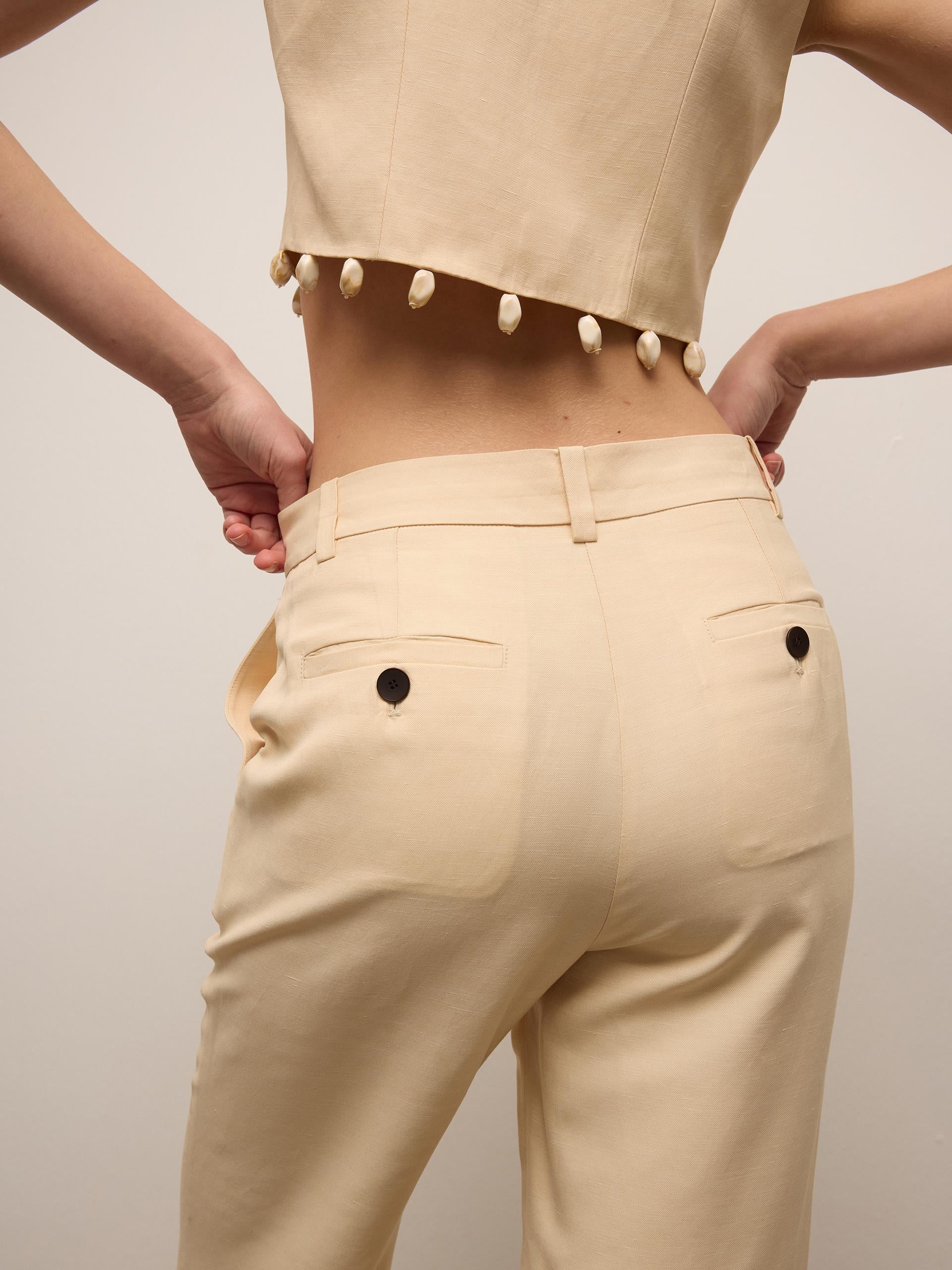 Flared Beige Trousers