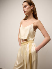 Pleated Front Pants with Contrast Piping Detail