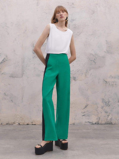 Green Trousers with Stripe Detail
