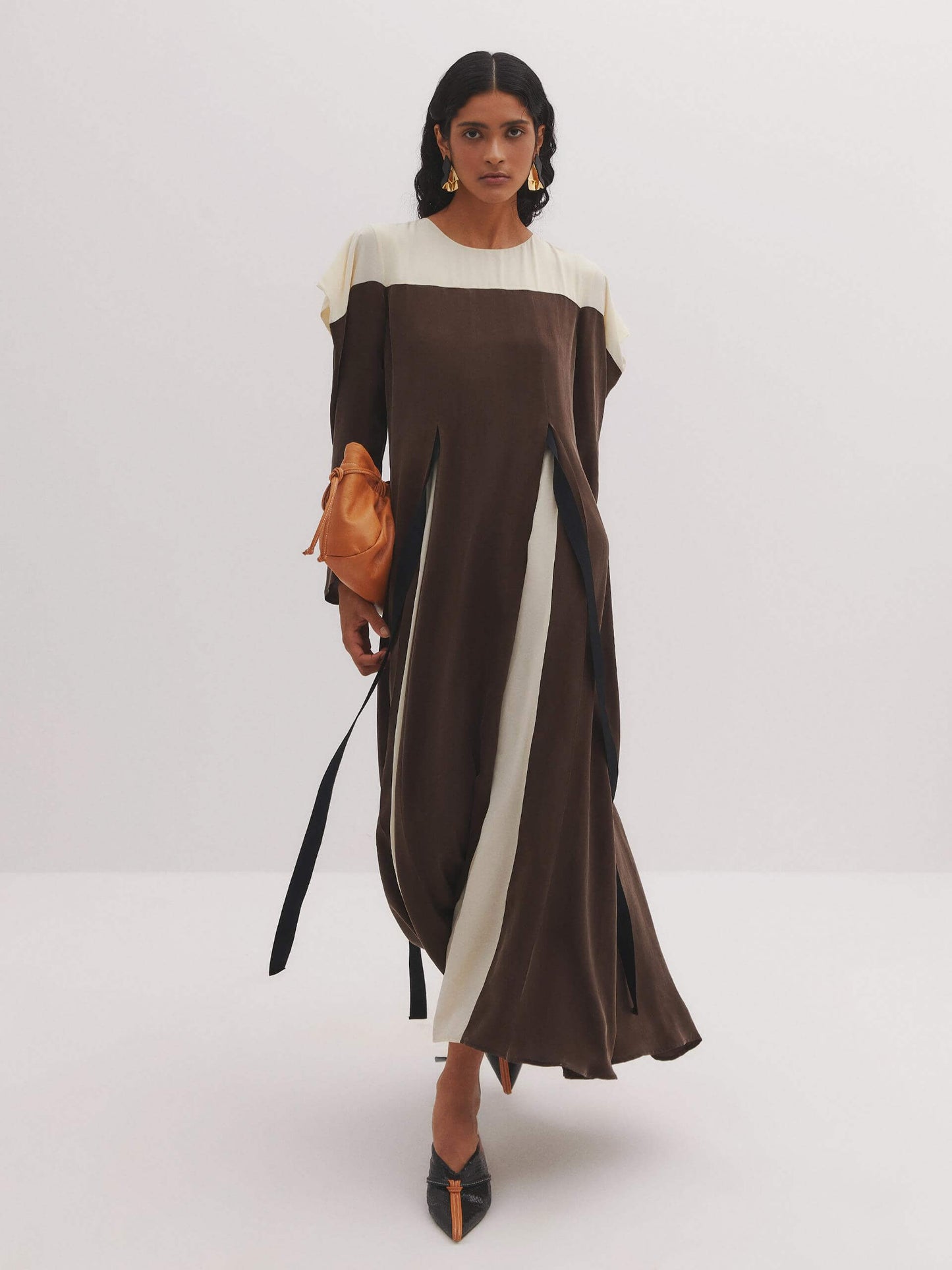Two-Tone Dress with Pleat Detail on the Front