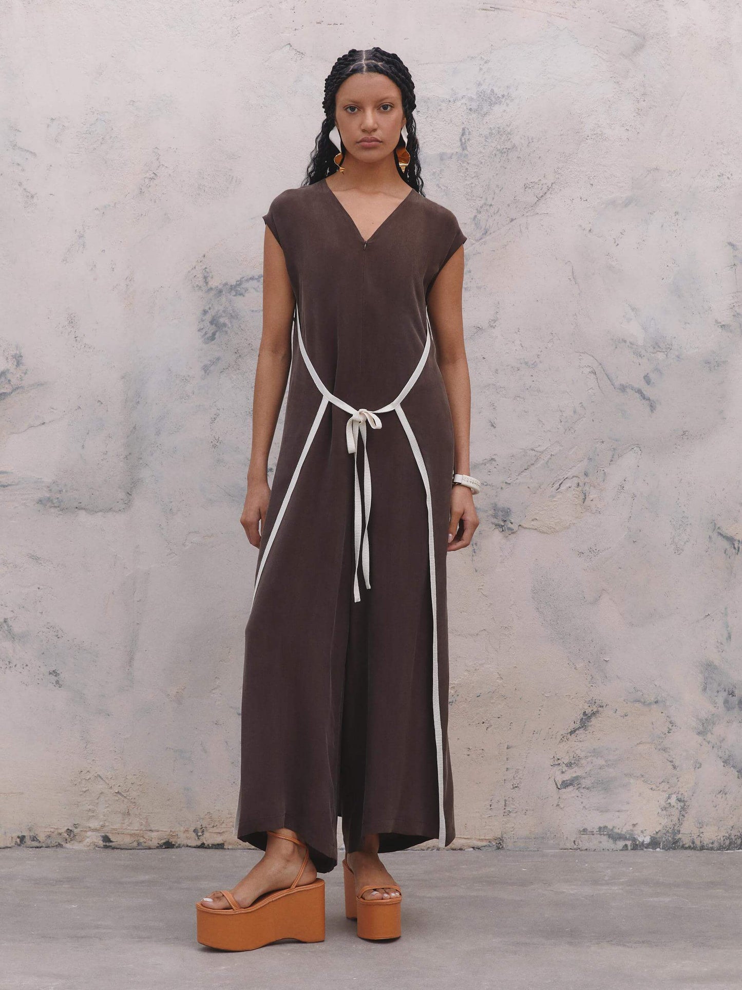 Jumpsuit with Contrast Stripe Piping Detail
